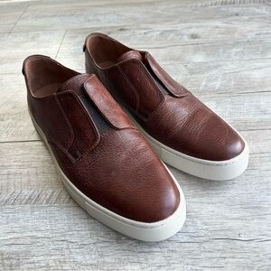Frye Gabe Gore Brown Leather Oxford Slide-On Shoes